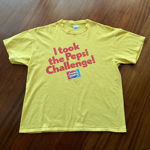 Vintage Pepsi Challenge Yellow T-Shirt — Size XL — 100% Cotton - Picture 1 of 11